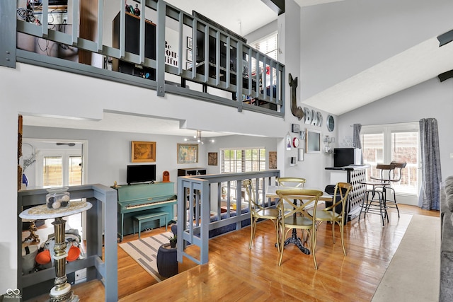 826 Royal Saint George Dr, Greenwood, IN 46143 - living area with wood finished floors and a towering ceiling