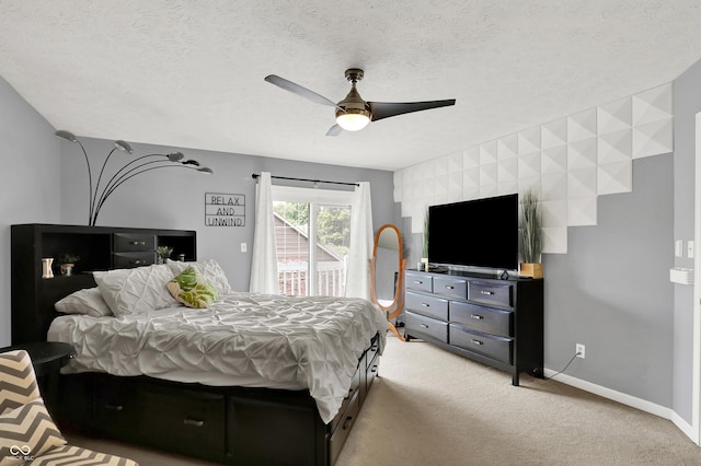 826 Royal Saint George Dr, Greenwood, IN 46143 - bedroom with access to outside, light colored carpet, ceiling fan, and a textured ceiling