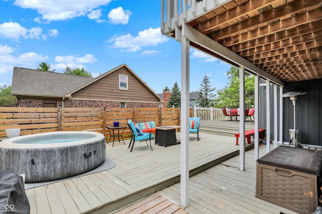 826 Royal Saint George Dr, Greenwood, IN 46143 - deck featuring a hot tub and a fire pit