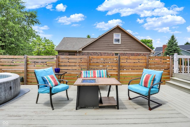 826 Royal Saint George Dr, Greenwood, IN 46143 - wooden deck with a fire pit