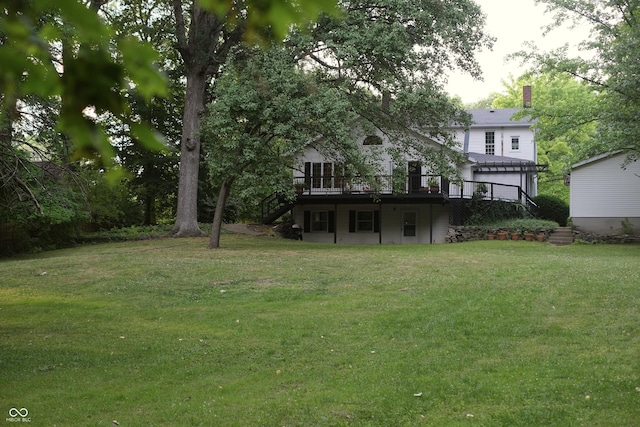 2131 Union St, Lafayette, IN 47904 - view of green lawn featuring stairway and a deck