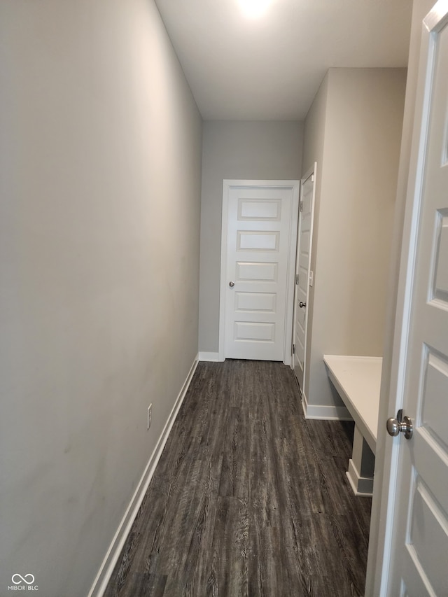 2431 S Carlota Dr, New Palestine, IN 46163 - mudroom featuring dark wood finished floors and baseboards