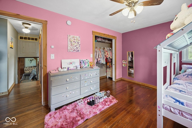 10227 E 500 S, Otterbein, IN 47970 - bedroom featuring wood finished floors, a closet, and ceiling fan
