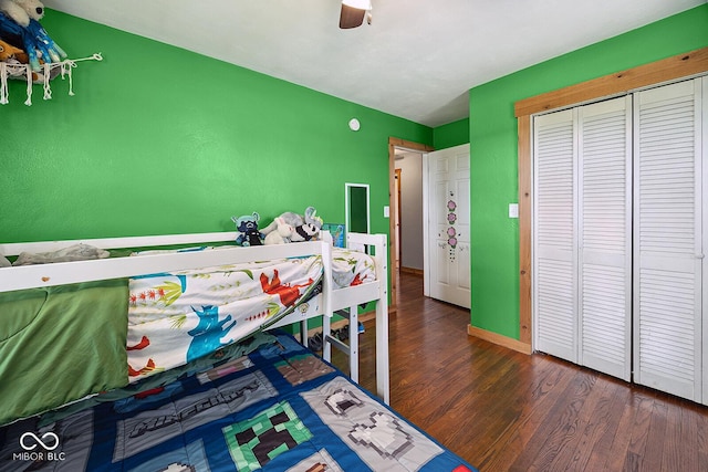 10227 E 500 S, Otterbein, IN 47970 - bedroom featuring wood finished floors, ceiling fan, and a closet
