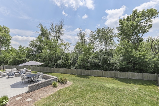 12291 Falling Leaves Trl, Indianapolis, IN 46229 - fenced backyard with an outdoor living space and a patio