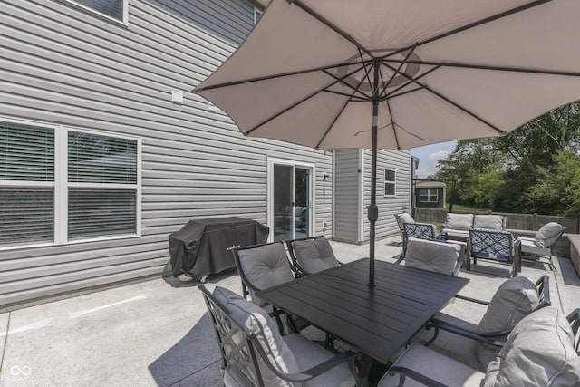 12291 Falling Leaves Trl, Indianapolis, IN 46229 - view of patio featuring outdoor lounge area, area for grilling, and outdoor dining area