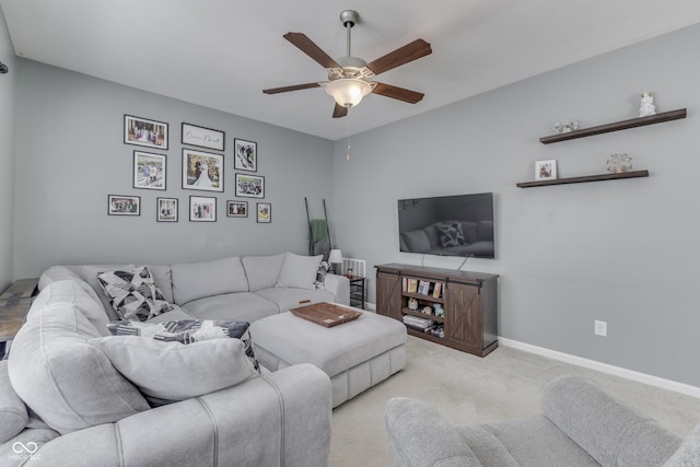 12291 Falling Leaves Trl, Indianapolis, IN 46229 - living room with a ceiling fan and carpet floors