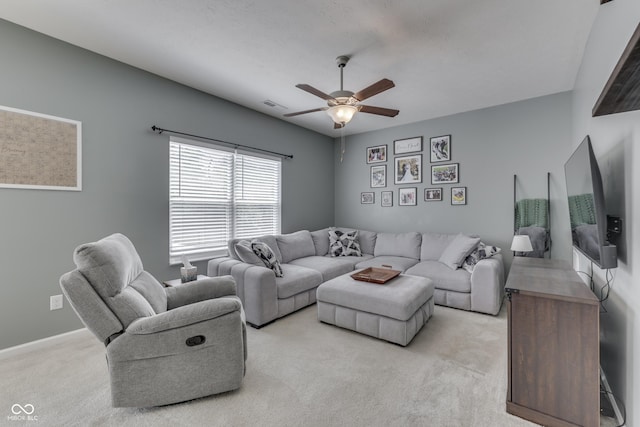 12291 Falling Leaves Trl, Indianapolis, IN 46229 - living area with light colored carpet and ceiling fan