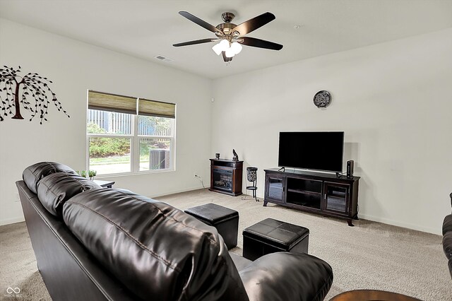 12075 Scoria Dr Unit 500, Fishers, IN 46038 - living area with light carpet and ceiling fan