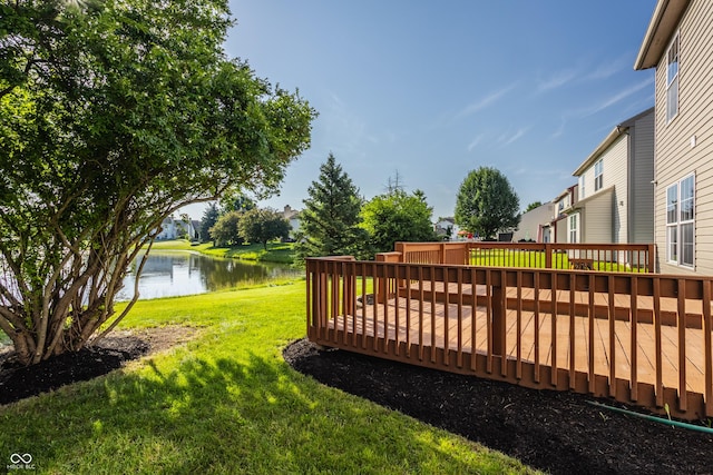 3923 N Bressingham Dr, Indianapolis, IN 46235 - view of grassy yard with a deck with water view