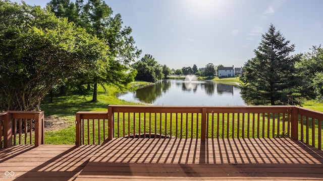 3923 N Bressingham Dr, Indianapolis, IN 46235 - wooden terrace featuring a water view and a lawn