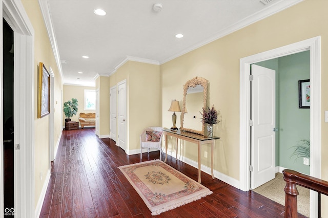 523 S 700 E, Whitestown, IN 46075 - corridor with wood-type flooring, crown molding, and recessed lighting