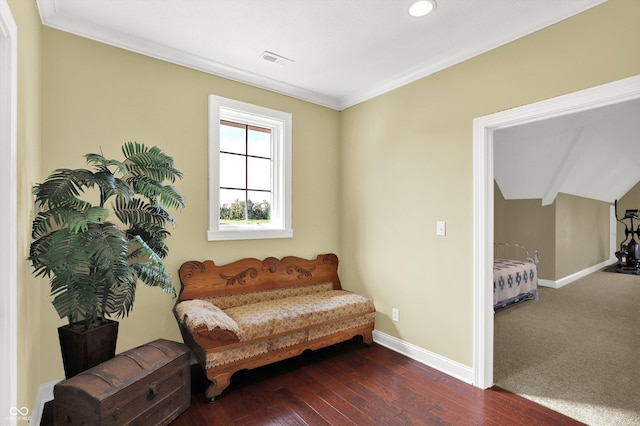 523 S 700 E, Whitestown, IN 46075 - sitting room with dark wood-type flooring, recessed lighting, and ornamental molding