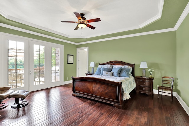 523 S 700 E, Whitestown, IN 46075 - bedroom with access to exterior, a tray ceiling, wood finished floors, and crown molding
