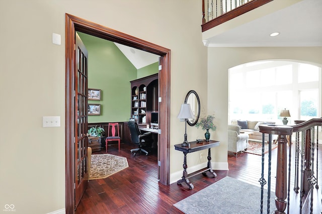 523 S 700 E, Whitestown, IN 46075 - foyer entrance featuring wood finished floors, recessed lighting, and a towering ceiling