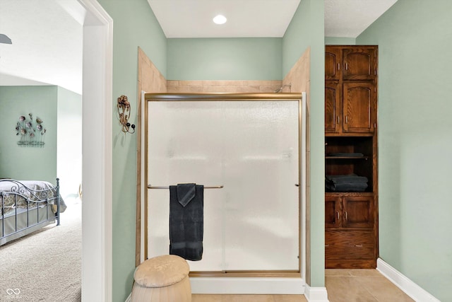 523 S 700 E, Whitestown, IN 46075 - bathroom with a shower stall and tile patterned floors