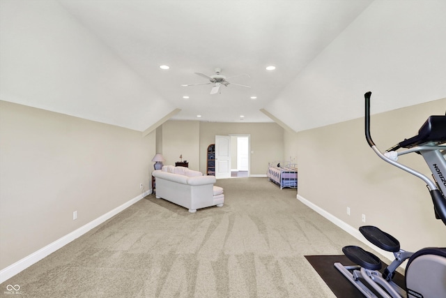 523 S 700 E, Whitestown, IN 46075 - carpeted bedroom featuring vaulted ceiling and recessed lighting