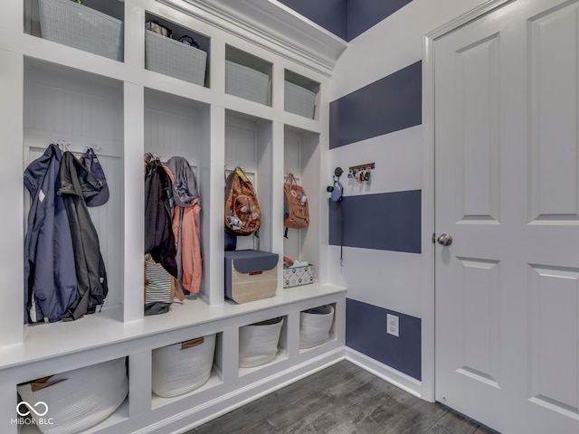8330 Whitaker Valley Blvd, Indianapolis, IN 46237 - mudroom featuring dark wood-style flooring and baseboards