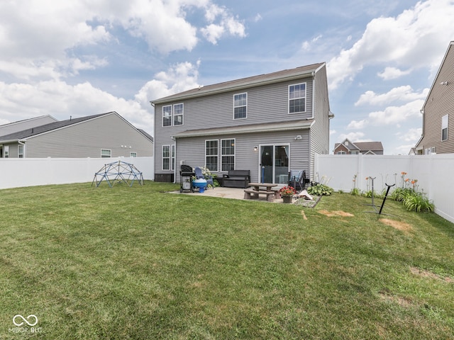 8330 Whitaker Valley Blvd, Indianapolis, IN 46237 - rear view of property with an outdoor living space, a patio, and a fenced backyard
