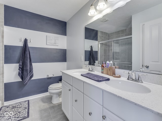 8330 Whitaker Valley Blvd, Indianapolis, IN 46237 - full bathroom featuring double vanity, a stall shower, and tile patterned floors