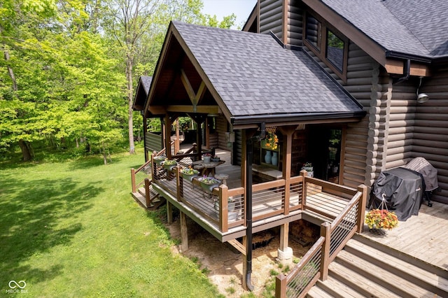 10823 E 200 N, Sheridan, IN 46069 - wooden deck with a lawn and area for grilling