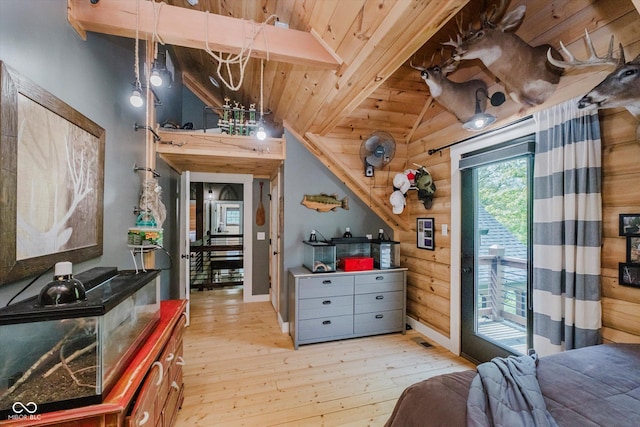 10823 E 200 N, Sheridan, IN 46069 - bedroom featuring wooden ceiling, light wood-type flooring, and access to outside