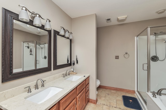 3696 Lakeshore Ct, Greenwood, IN 46143 - full bath with a stall shower, double vanity, stone finish flooring, and a tub