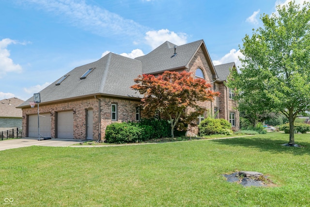3696 Lakeshore Ct, Greenwood, IN 46143 - view of home's exterior featuring brick siding, a yard, and a shingled roof