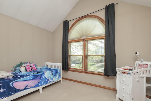 3696 Lakeshore Ct, Greenwood, IN 46143 - bedroom featuring lofted ceiling and carpet floors