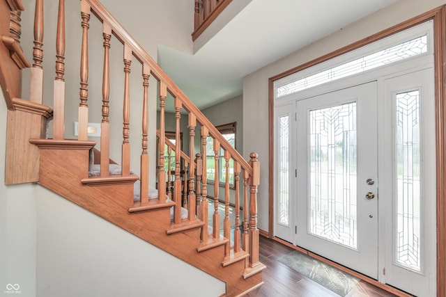 3696 Lakeshore Ct, Greenwood, IN 46143 - entryway featuring wood finished floors and stairway