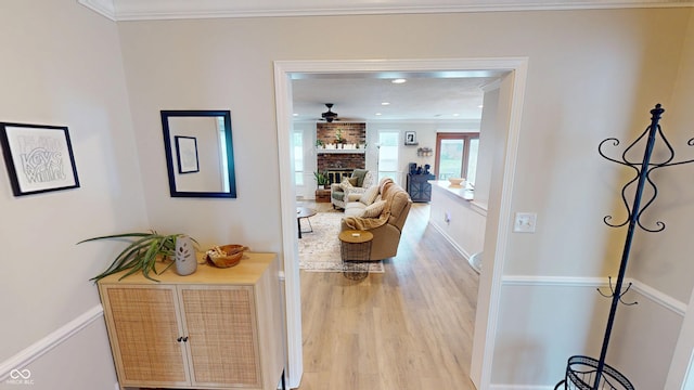 1623 Beech Cir, Plainfield, IN 46168 - hall with wood finished floors and crown molding