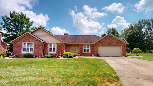 1623 Beech Cir, Plainfield, IN 46168 - ranch-style house featuring brick siding, a garage, concrete driveway, and a front yard