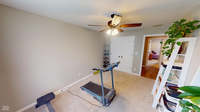 1623 Beech Cir, Plainfield, IN 46168 - exercise area with ceiling fan and light colored carpet