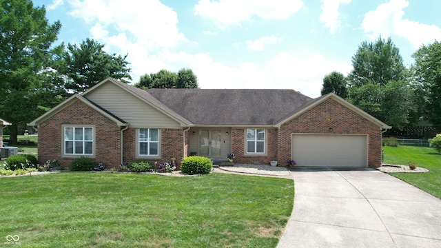 1623 Beech Cir, Plainfield, IN 46168 - view of front facade with brick siding, a garage, concrete driveway, a front yard, and roof with shingles