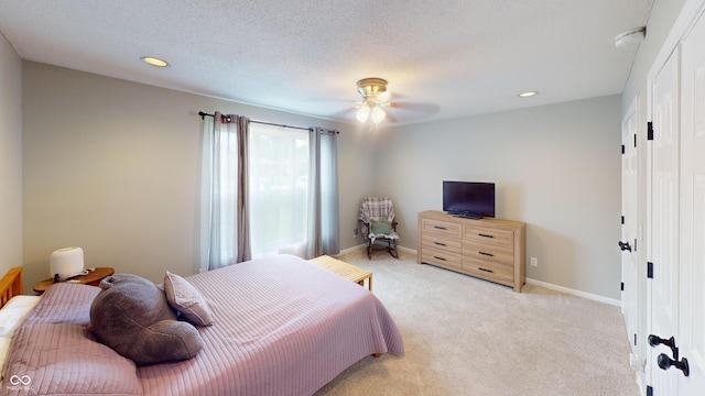 1623 Beech Cir, Plainfield, IN 46168 - bedroom featuring recessed lighting, light colored carpet, a ceiling fan, and a closet