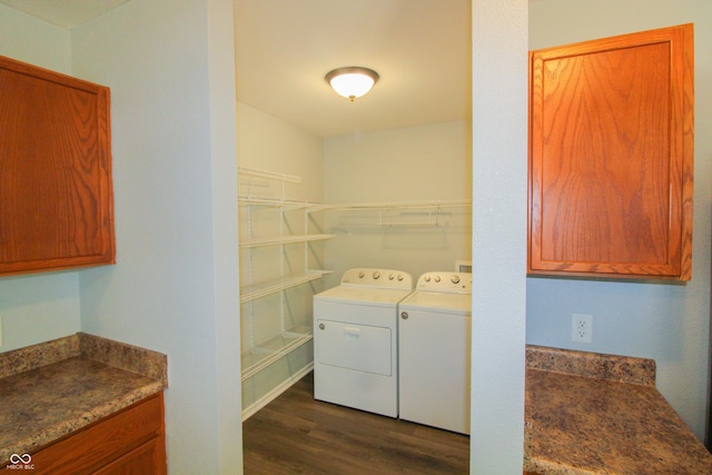 10610 Pavilion Dr, Indianapolis, IN 46259 - washroom featuring separate washer and dryer and dark wood finished floors