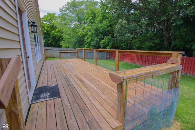 10610 Pavilion Dr, Indianapolis, IN 46259 - wooden terrace featuring a fenced backyard and view of scattered trees