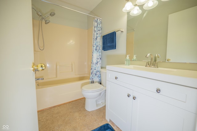 7151 Sea Pine Dr, Indianapolis, IN 46250 - bathroom with shower / tub combo with curtain, vanity, and a chandelier