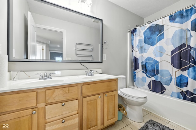 13004 Tuscany Blvd, Carmel, IN 46032 - bathroom with double vanity, tile patterned floors, and shower / bath combo