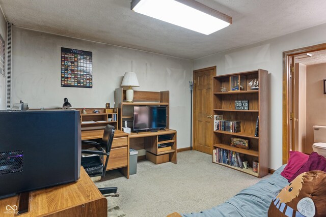 12011 Emory Dr, Indianapolis, IN 46229 - carpeted home office featuring a textured ceiling