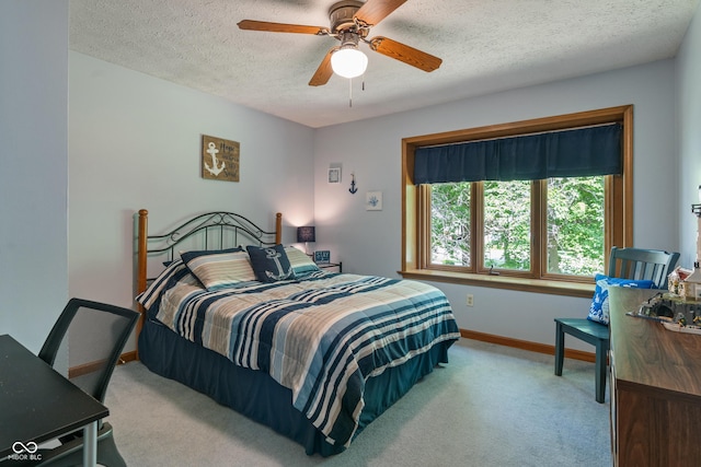 12011 Emory Dr, Indianapolis, IN 46229 - bedroom with carpet flooring, a textured ceiling, and ceiling fan