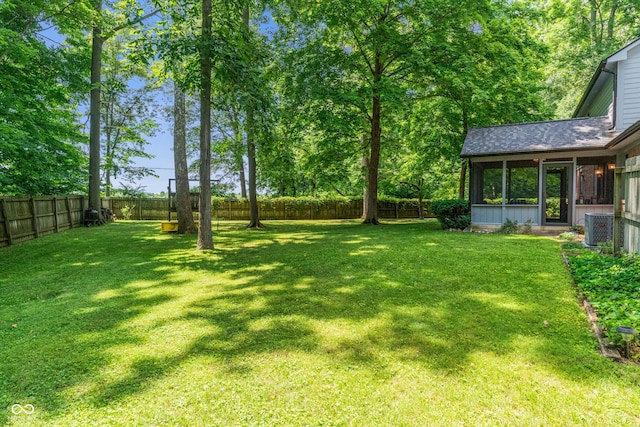 12011 Emory Dr, Indianapolis, IN 46229 - fenced backyard with a sunroom