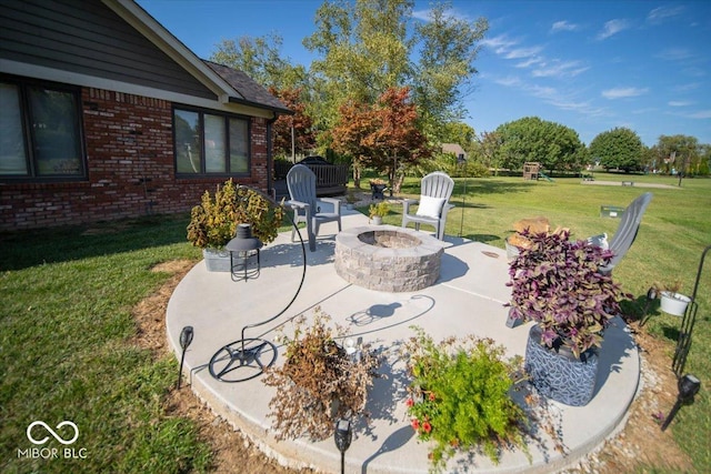 2259 Willow Lake Dr, Greenwood, IN 46143 - view of patio featuring a fire pit