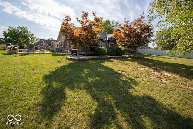 2259 Willow Lake Dr, Greenwood, IN 46143 - view of yard featuring a wooden deck