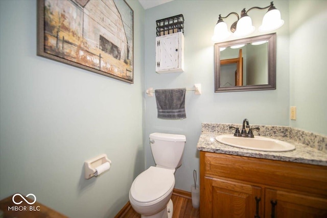 2259 Willow Lake Dr, Greenwood, IN 46143 - bathroom with vanity and wood finished floors