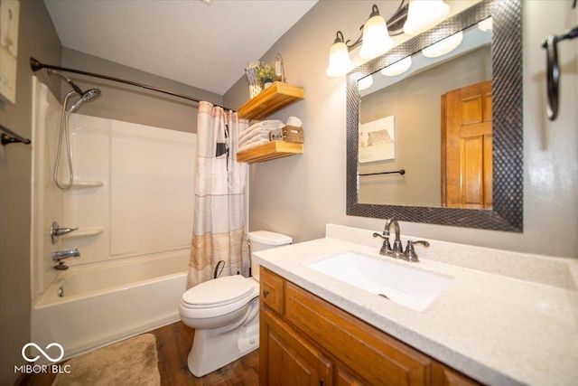 2259 Willow Lake Dr, Greenwood, IN 46143 - full bath with shower / bath combo, vanity, and wood finished floors