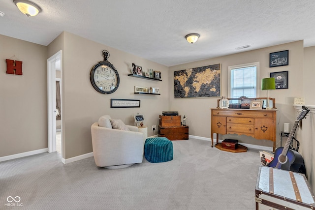 5961 Pine Bluff Dr, Avon, IN 46123 - sitting room featuring carpet flooring and a textured ceiling