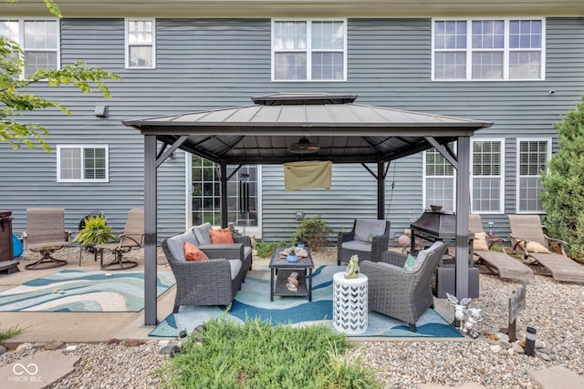 5961 Pine Bluff Dr, Avon, IN 46123 - view of patio / terrace featuring a gazebo and an outdoor living space