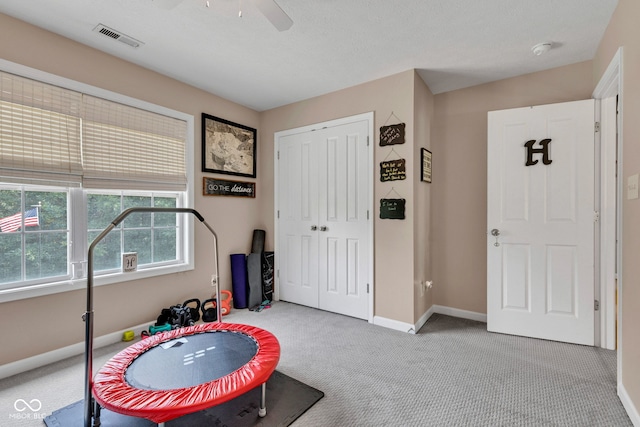 5961 Pine Bluff Dr, Avon, IN 46123 - game room featuring carpet floors and a ceiling fan