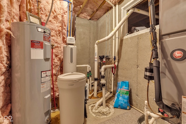 5961 Pine Bluff Dr, Avon, IN 46123 - utility room featuring electric water heater and heating unit